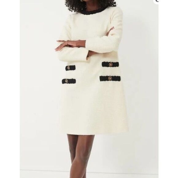 Tuckernuck Womens Cream Sheath Dress with Peter Pan Collar Size XS - Picture 2 of 11